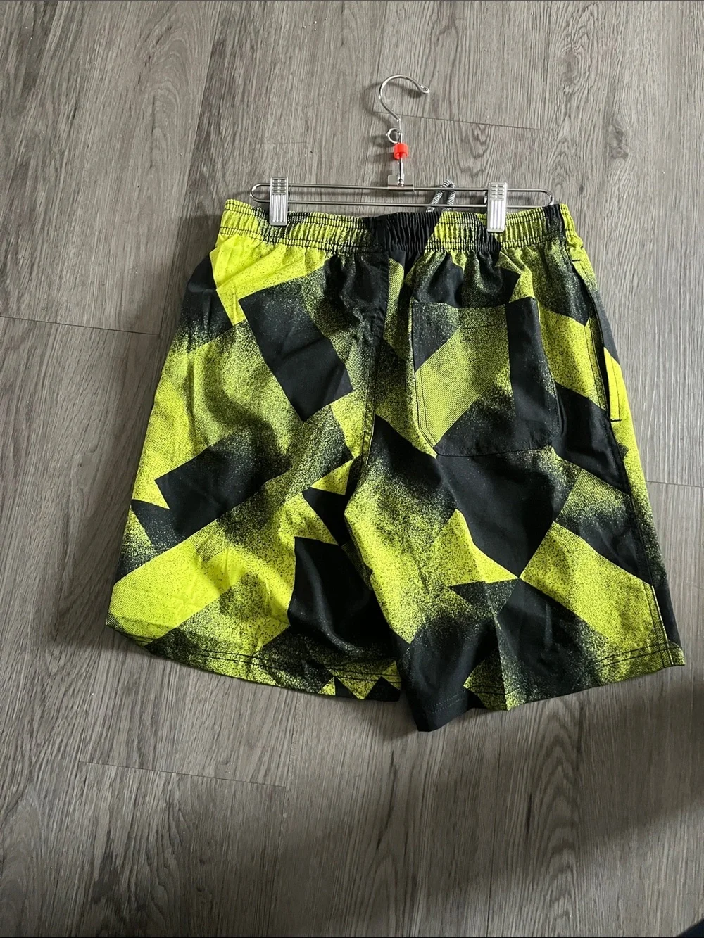 Neon Yellow & Black Geometric Athletic Shorts